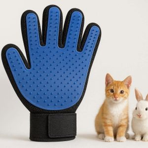 16 Fine Tip Pet Grooming Glove For Small Cats And Rabbits With Extra Soft Rubber For Gentle Touch