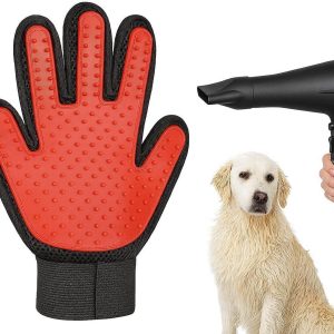 17 Heat Resistant Pet Grooming Glove For Use With Hair Dryers And Safe Post Bath Coat Styling