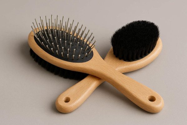 Double Sided Pet Pin And Bristle Brush For Daily Deshedding And Polishing All Hair Types