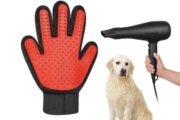 17 Heat Resistant Pet Grooming Glove For Use With Hair Dryers And Safe Post Bath Coat Styling