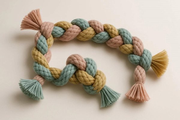 27 Triple Knot Braided Cloth Dog Toy For Gentle Chewing And Interactive Tossing In Modern Pastel Tones